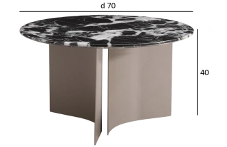 Журнальный стол 57EL-10311, 70x70x40, искусственный мрамор, черный мрамор / бежевый