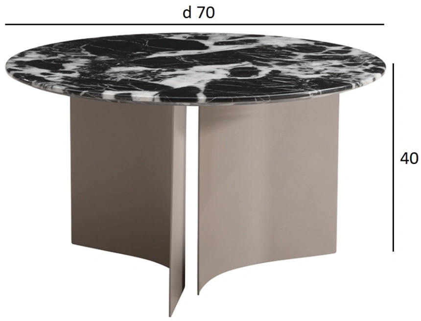 Журнальный стол 57EL-10311, 70x70x40, искусственный мрамор, черный мрамор / бежевый