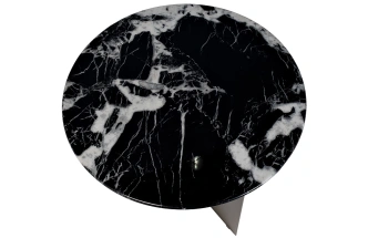 Журнальный стол 57EL-10311, 70x70x40, искусственный мрамор, черный мрамор / бежевый