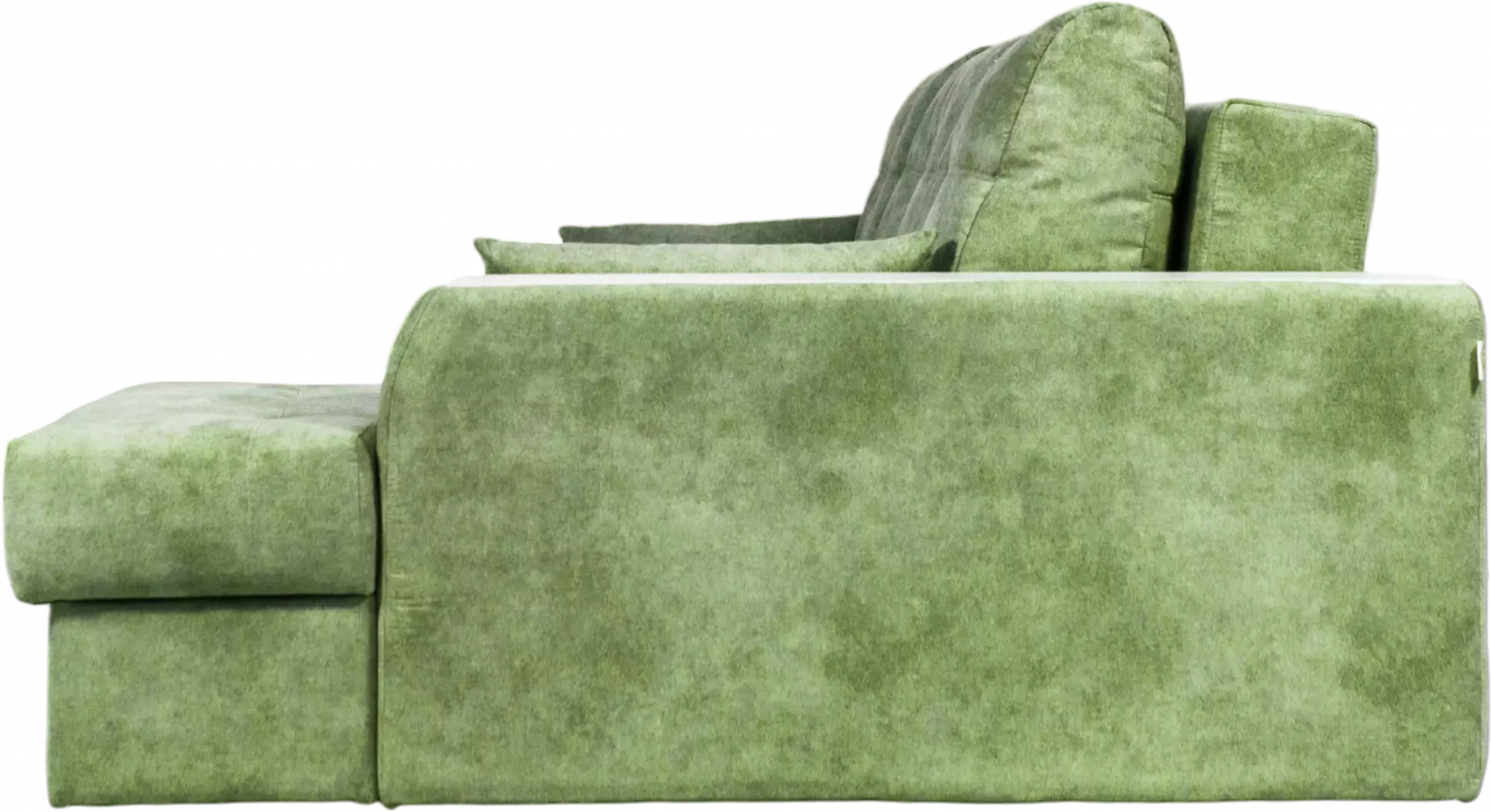 Диван угловой Остин, ткань Fresca deep green, угол правый, декор Рамух белый