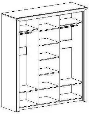 Шкаф-купе трехдверный Соренто, с зеркалом, дуб бонифаций