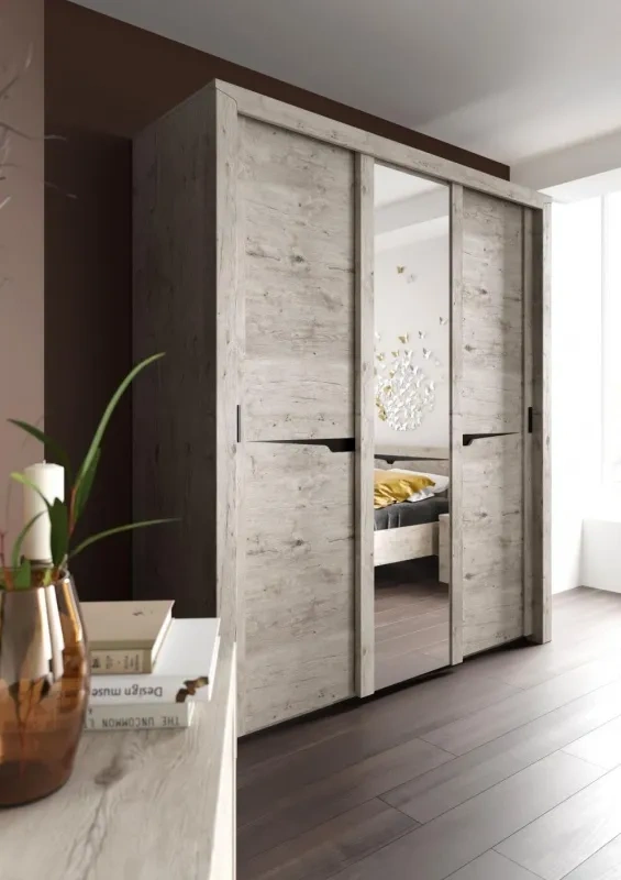 Шкаф-купе трехдверный Соренто, с зеркалом, дуб бонифаций