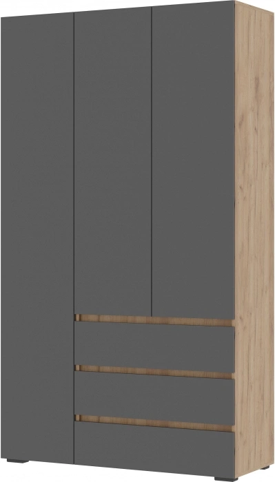 Шкаф трехстворчатый Элла, ШК 06, серый графит 0162 / дуб крафт золото