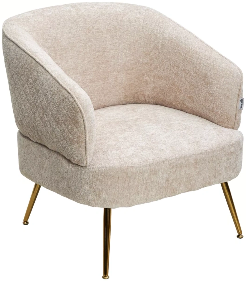 Стул-кресло Mussels, 3018-10 Бежевый, шенилл, золотой каркас