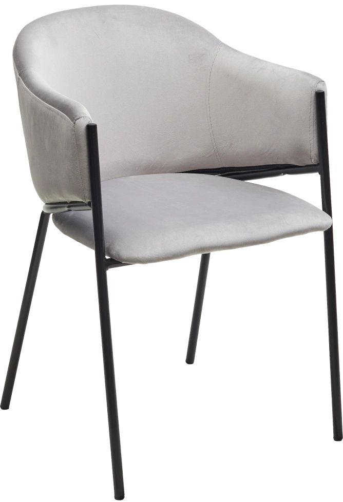 Стул Дилл, мягкий, H-09 светло-серый, велюр, черный каркас