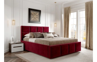 Кровать Октавия 180, мягкая, двуспальная, лана бежевый