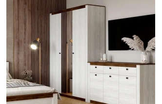 Шкаф трехдверный Даллас, распашной с зеркалом, дуб винтерберг / таксония