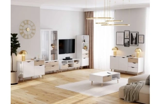 Модульная гостиная Соната 3, белый фон / дуб сонома
