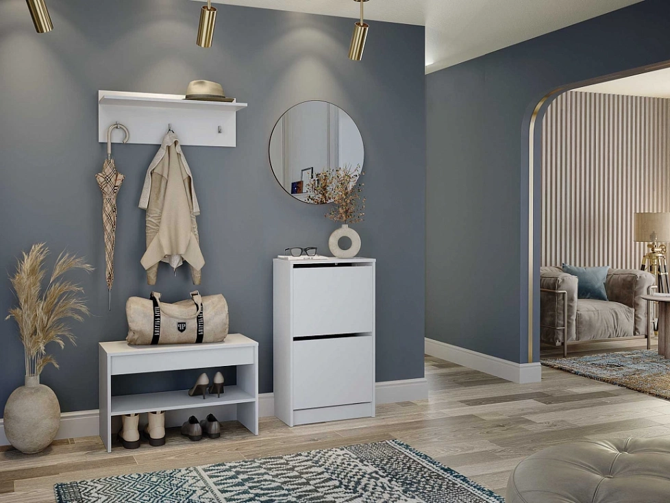 Модульная прихожая Лофт 117.10, с вешалкой настенной с полкой, белый