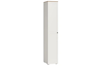 Шкаф одностворчатый Опра, распашной с полками, белый PE шагрень / дуб золотой craft