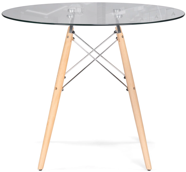 Кухонный стол PT-151 80, стекло, clear glass / wood