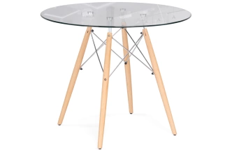 Кухонный стол PT-151 80, стекло, clear glass / wood