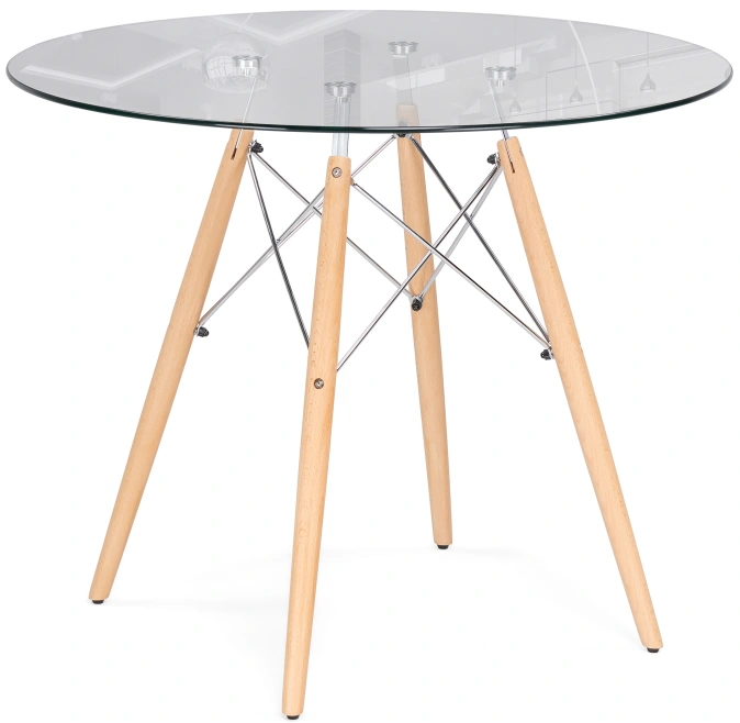 Кухонный стол PT-151 80, стекло, clear glass / wood