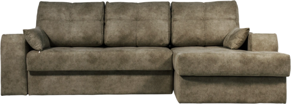 Диван угловой Остин, ткань Tornado stone, угол правый, декор Рамух белый