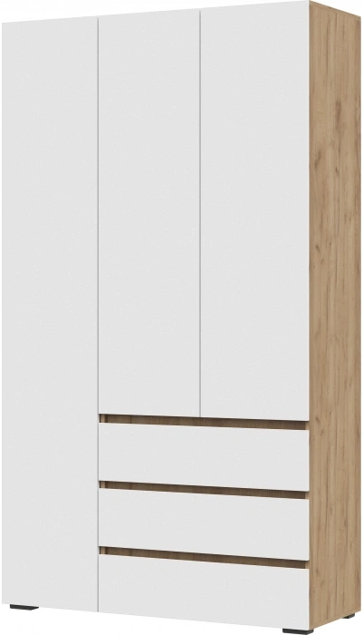 Шкаф трехстворчатый Элла, ШК 06, белый / дуб крафт золото