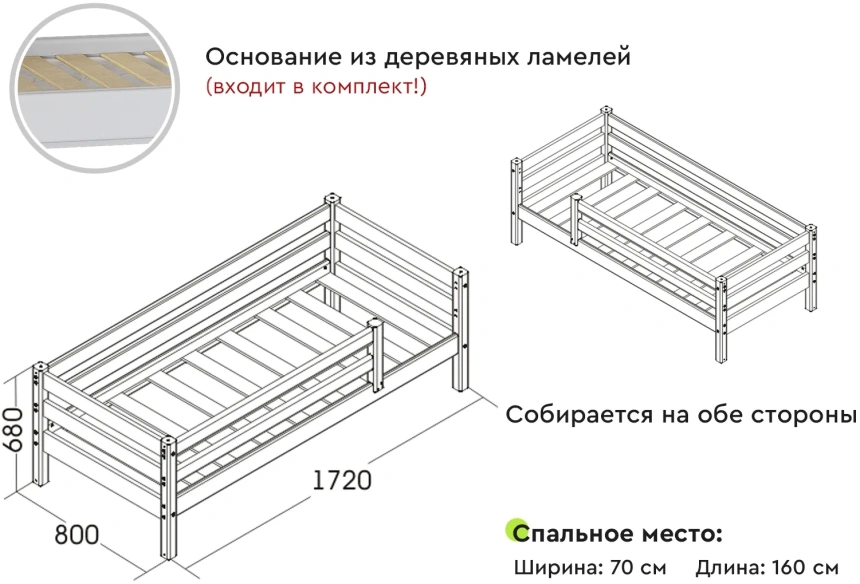 Детская кровать Соня, 70*160, с бортиками, лаванда