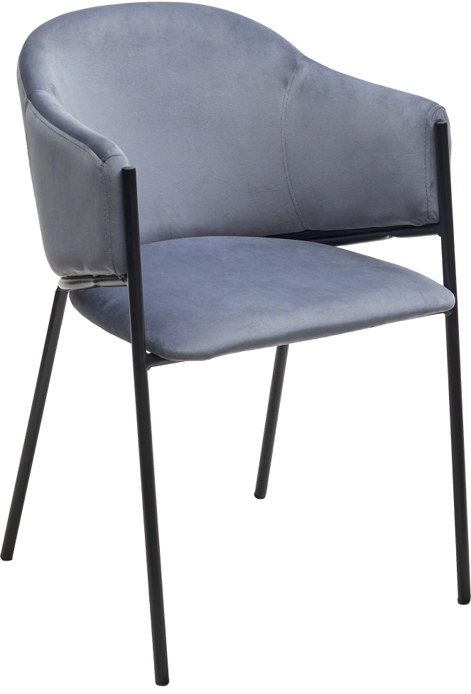 Стул Дилл, мягкий, H-14 серый, велюр, черный каркас