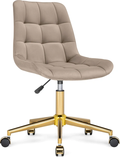 Офисный стул Честер, на колесиках, бежевый / золото