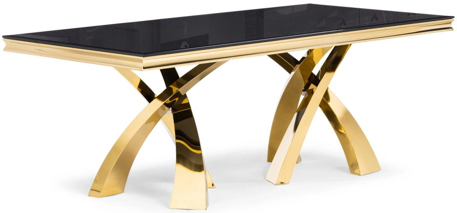 Обеденный стол Komin 2, керамика, черный / золото