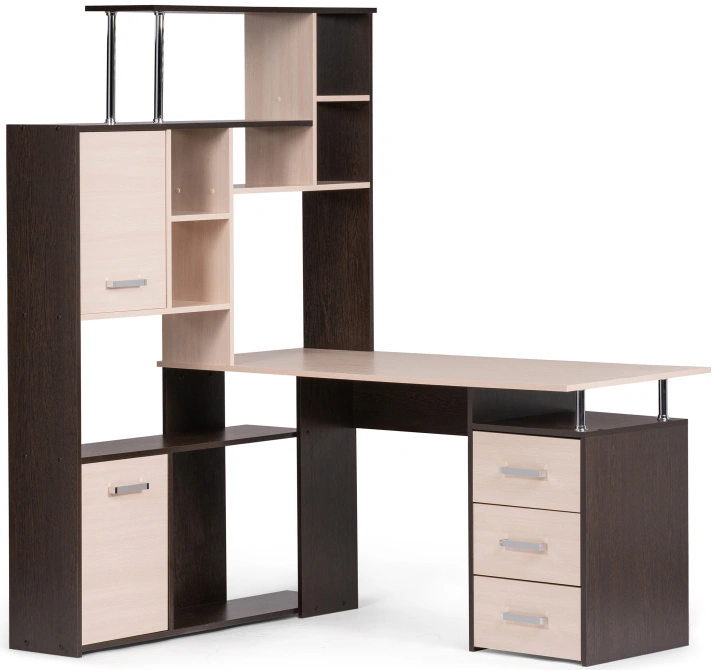 Стол компьютерный левый КС-15, венге / дуб молочный левый