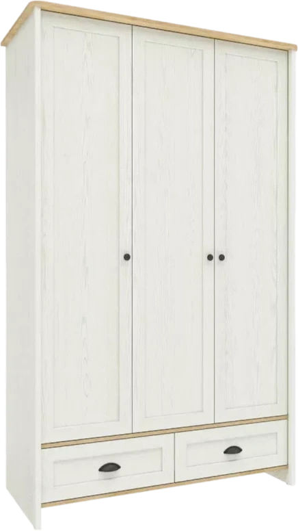 Шкаф Тифани трехдверный с ящиками, Дуб небраска / Белый