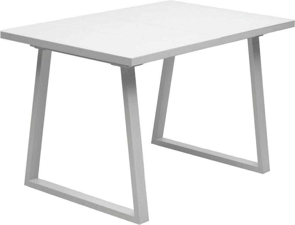 Кухонный стол раздвижной Вижн 140, Белый, стекло, белый каркас