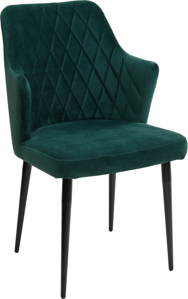 Стул Herman, мягкий, зеленый #19, велюр, черный каркас