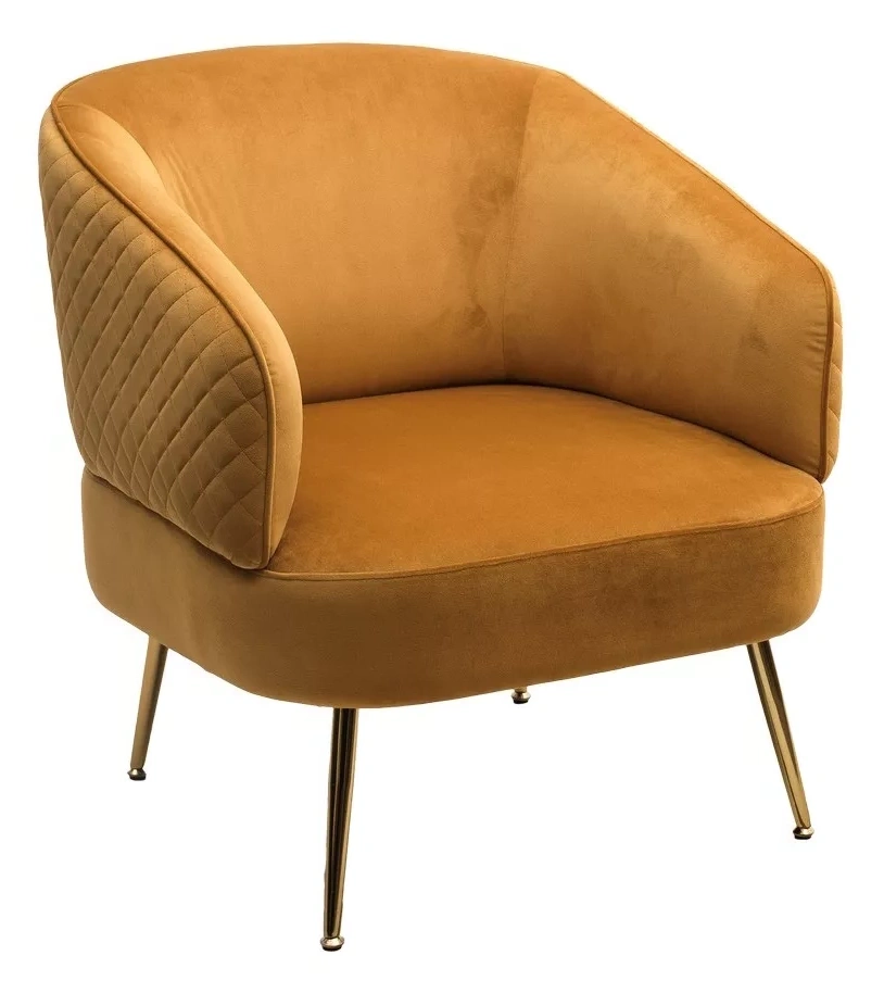 Стул-кресло Mussels, Bluvel-68 желтый, велюр, золотой каркас 