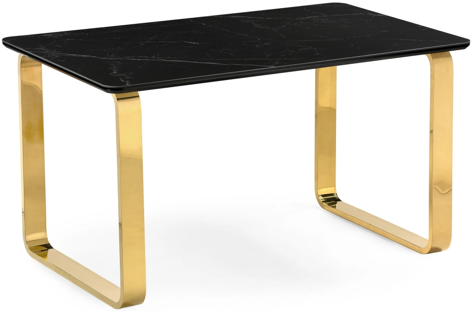 Кухонный стол Селена 4, 180x90x77, керамика, черный мрамор / золото