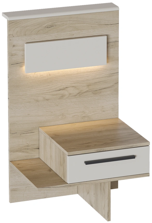 Тумба прикроватная Мишель, с ящиком, дуб крафт серый / оливин