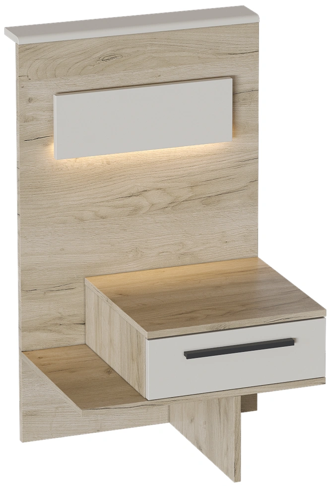 Тумба прикроватная Мишель, с ящиком, дуб крафт серый / оливин