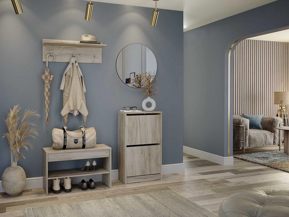 Модульная прихожая Лофт 117.10, с вешалкой с полкой, дуб крафт серый