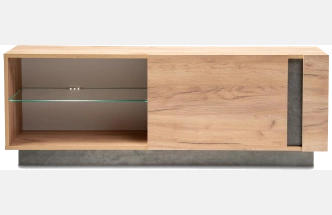 Тумба под ТВ Арчи, 10.85, c полками, дуб золотой craft / камень темный U3705