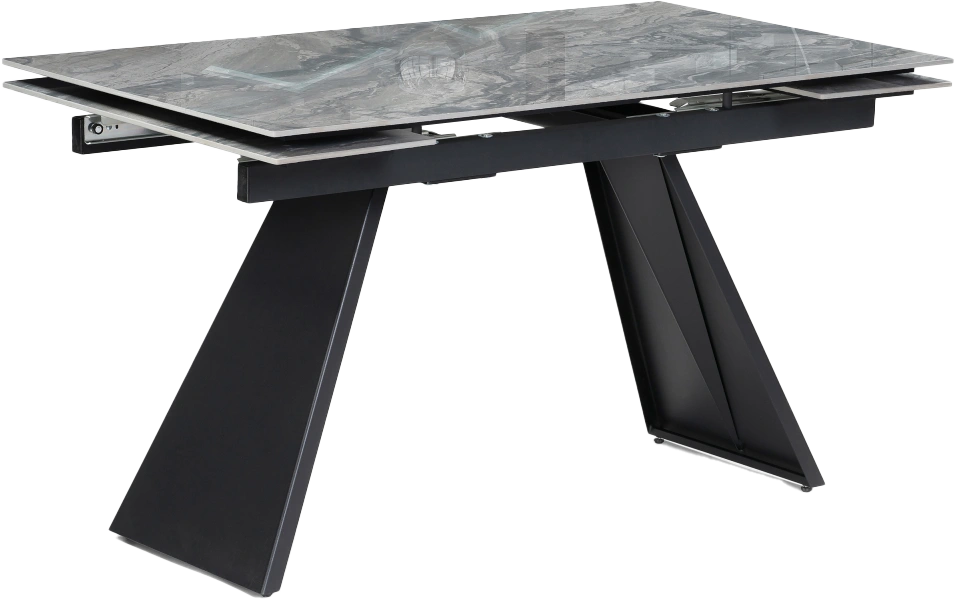 Кухонный обеденный раздвижной Хорсборо, 140(200), керамика, оробико, каркас черный