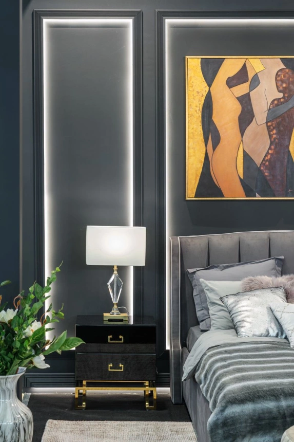 Тумба прикроватная KFG059, с ящиками