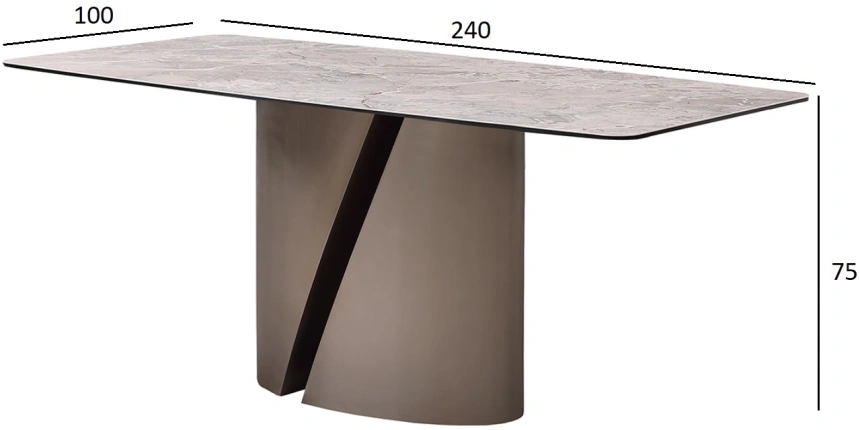 Обеденный стол 57EL-94100, керамика, серый / серый
