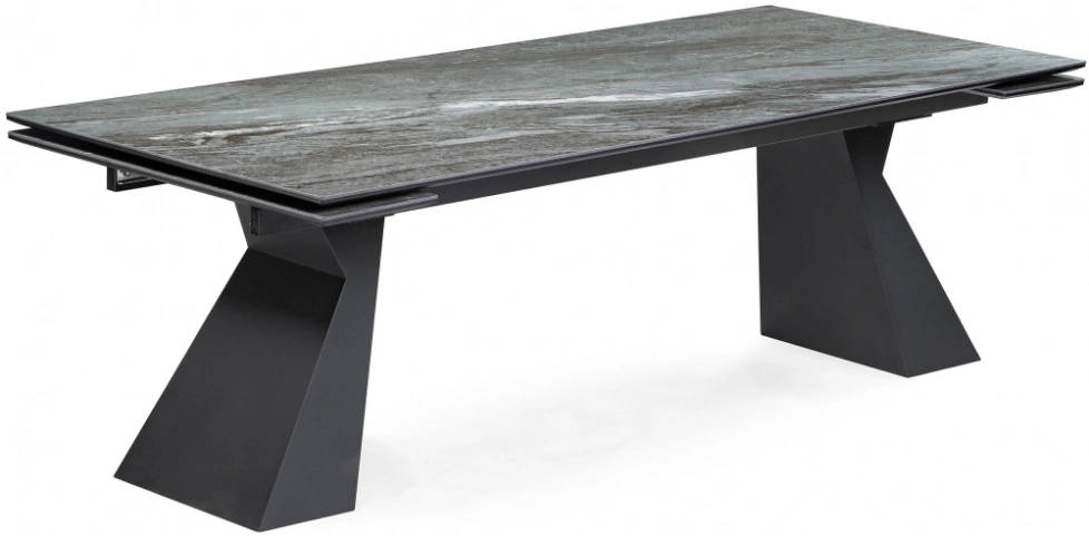 Обеденный раздвижной стол Денхольм, 240(300)х100х75, керамика, mosco nero matt / черный