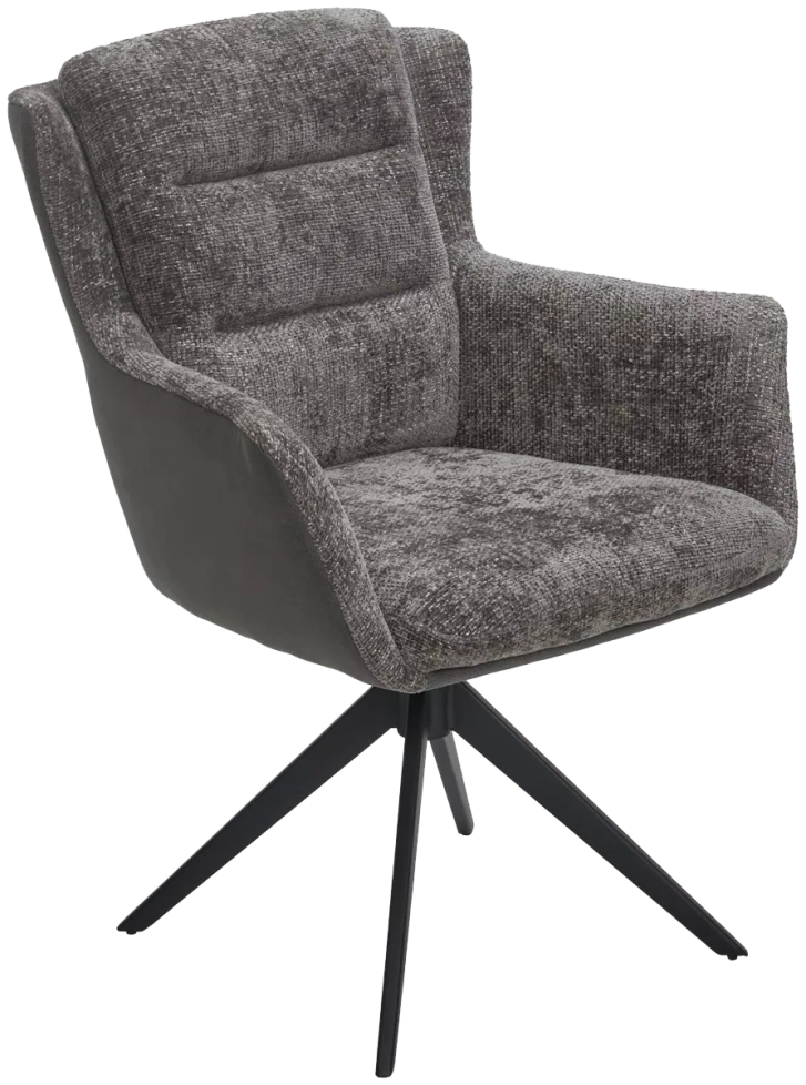 Стул Garland, мягкий, поворотный, Haga-16 серый, GINO-457 серый, ткань, черный каркас