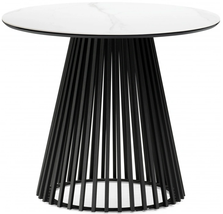 Кухонный стол Нэнси, 90х90, керамика, белый мрамор / черный 