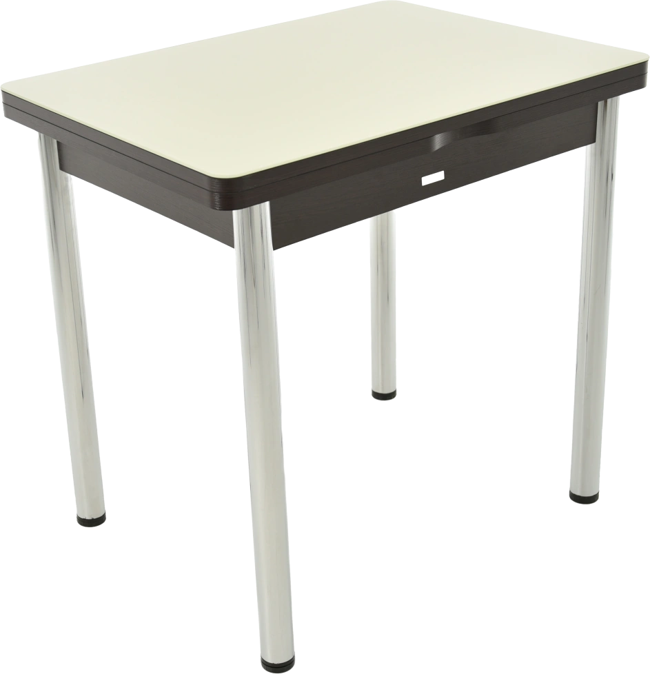 Кухонный стол Бари, молочный, венге, стекло, каркас хром