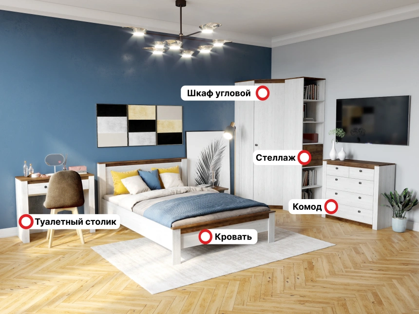 Спальный гарнитур Даллас, композиция #3, дуб винтерберг / таксония