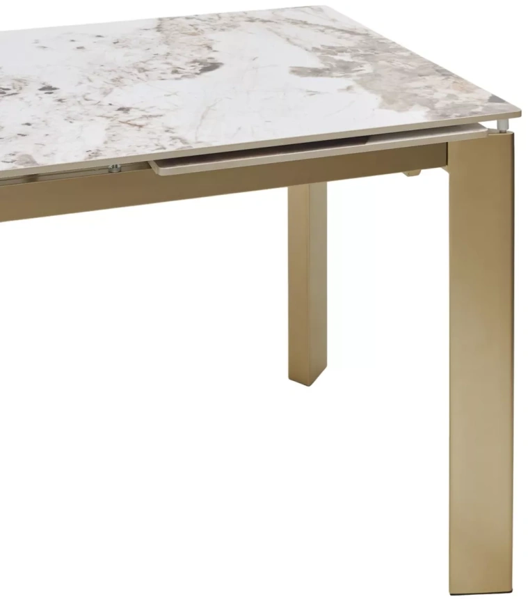 Кухонный раздвижной стол Corner 120, Gloss Luxury Pandora Solid Ceramic, шампань