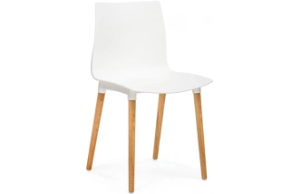 Пластиковый стул Кобе, пластик белый / массив дуба