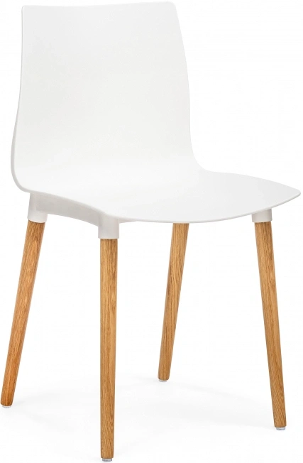 Пластиковый стул Кобе, пластик белый / массив дуба