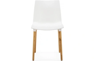 Пластиковый стул Кобе, пластик белый / массив дуба