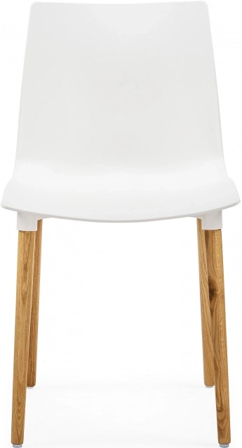 Пластиковый стул Кобе, пластик белый / массив дуба