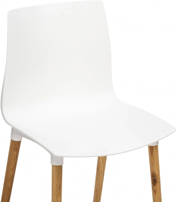 Пластиковый стул Кобе, пластик белый / массив дуба