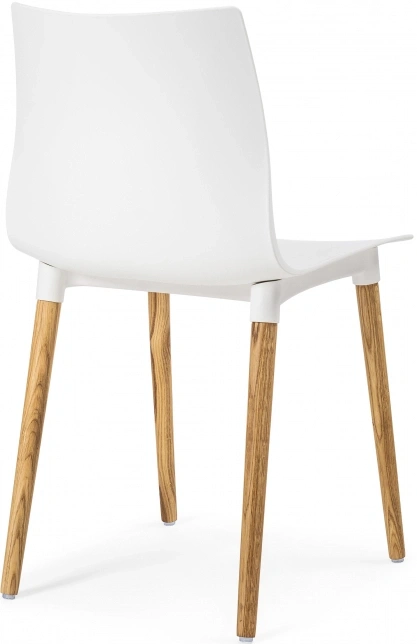 Пластиковый стул Кобе, пластик белый / массив дуба