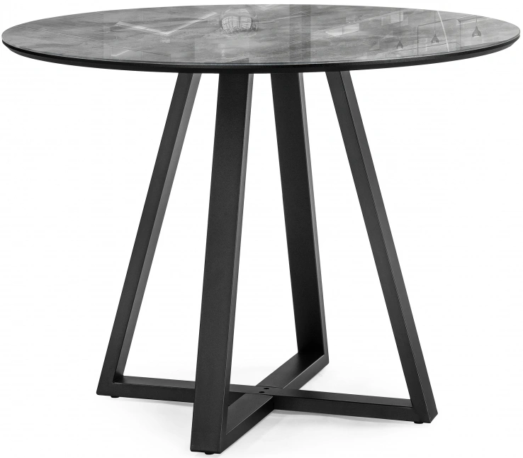 Кухонный стол Норфолк, 100x100x78, стекло, серый мрамор / черный