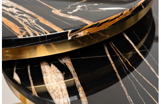 Комплект журнальных столов 57EL-CT101А-BL, 100x100x41, искусственный мрамор, черный мрамор / золото